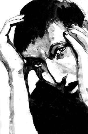Portrait à l'encre de chine - Éléonore Goldberg